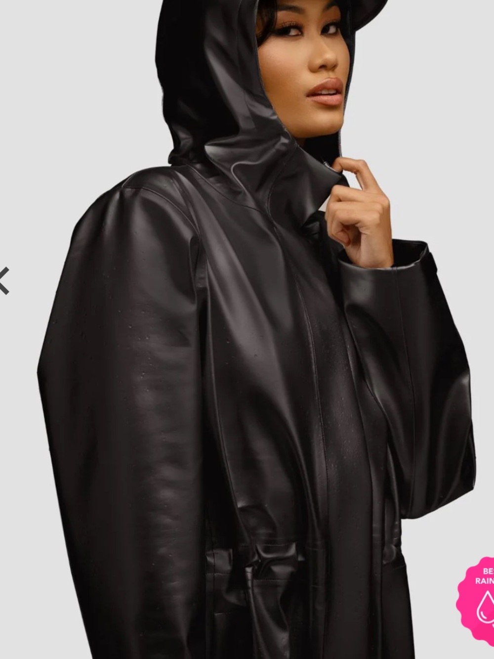Hairbrella Waterproof Black Hooded Satin Lined Unisex Raincoat
